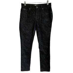 Beija Flor Jeans Audrey Slimming Ankle Black Snakeskin Print Stretch Size 2 Edgy
